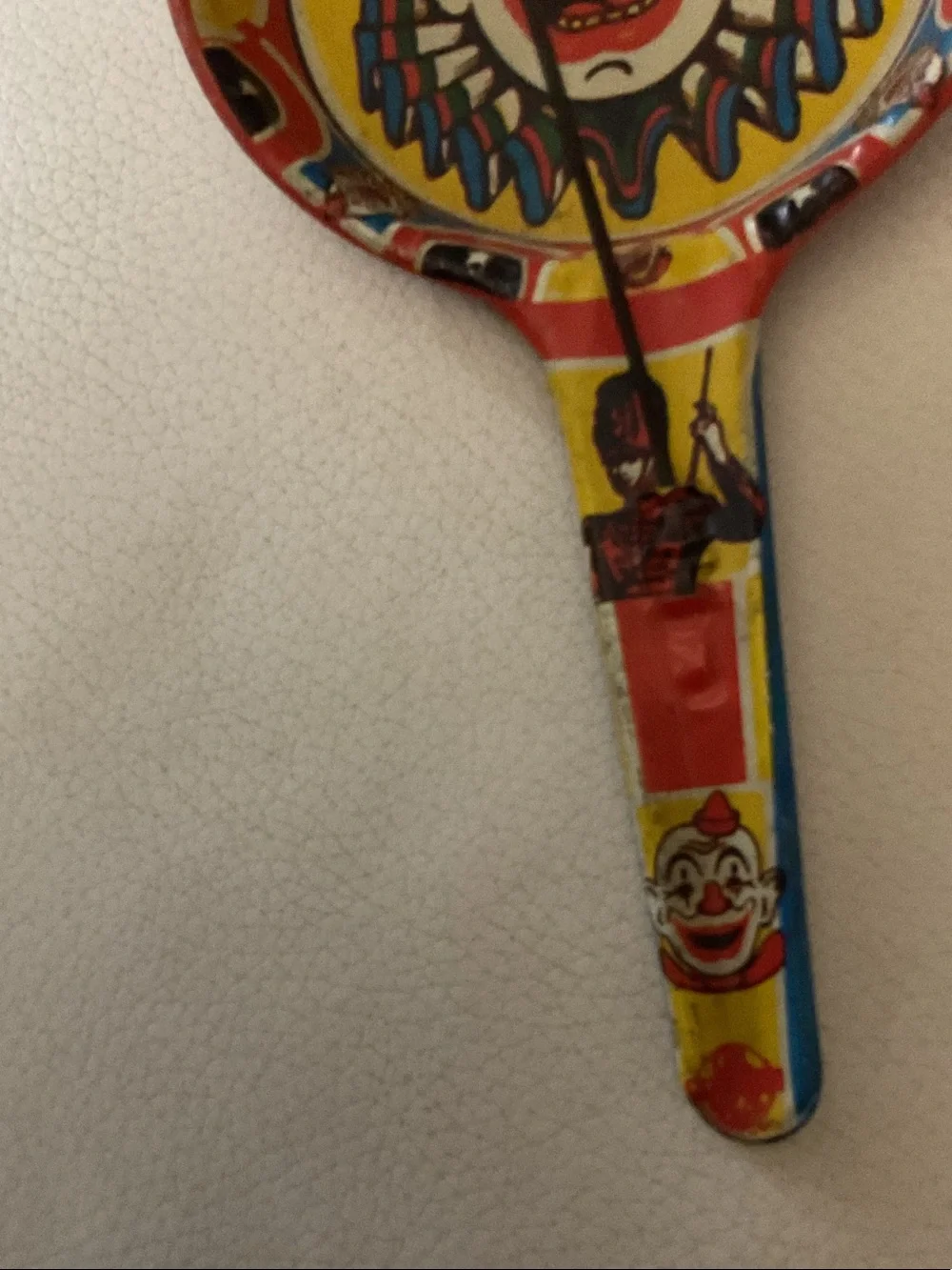 Clown Rattle Hand Toy - Red & Yellow Decorative Accent 1940’s-1950’s